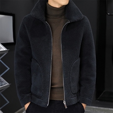 店主风双面穿毛呢外套秋冬休闲男士翻领羊羔毛毛呢上衣-M887-P150，男装毛呢大衣，星座310B-3