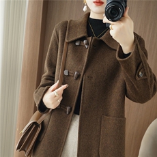 双面呢大衣毛呢外套呢子大衣中长款女冬2025新款高级感，女装双面呢大衣，贝源羊绒