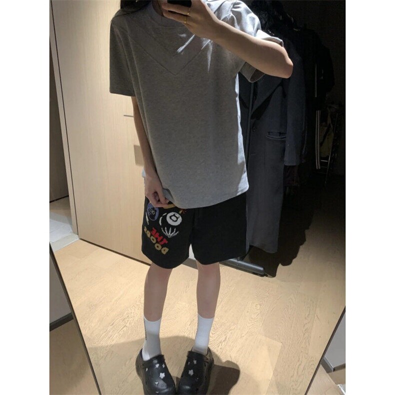 DK77LL-P40美式毛巾刺绣短裤男高级感痞帅五分裤,男装牛仔裤,星座1007（原301D）