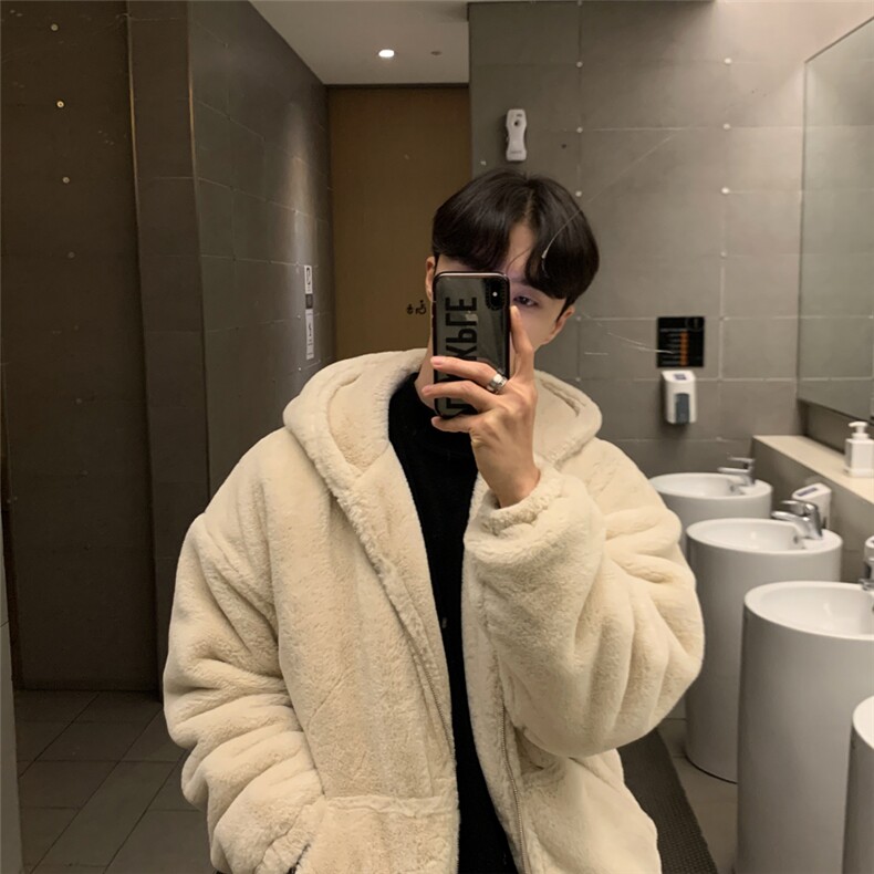 冬装仿羊羔毛外套男加绒加厚棉衣韩版宽松摇粒绒夹克港风潮牌棉服,男装夹克,星座710