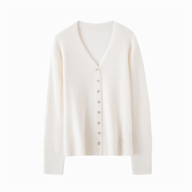 优雅女士秋冬羊毛V领开衫百搭显瘦保暖针织衫，女装羊毛衫，博友羊绒