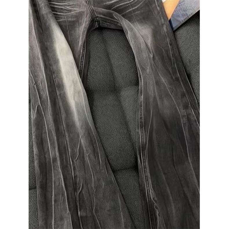 闪电纹水洗斜切牛仔裤男女美式重工裤子显瘦微喇裤S6075P43,男装牛仔裤,星座1112-1