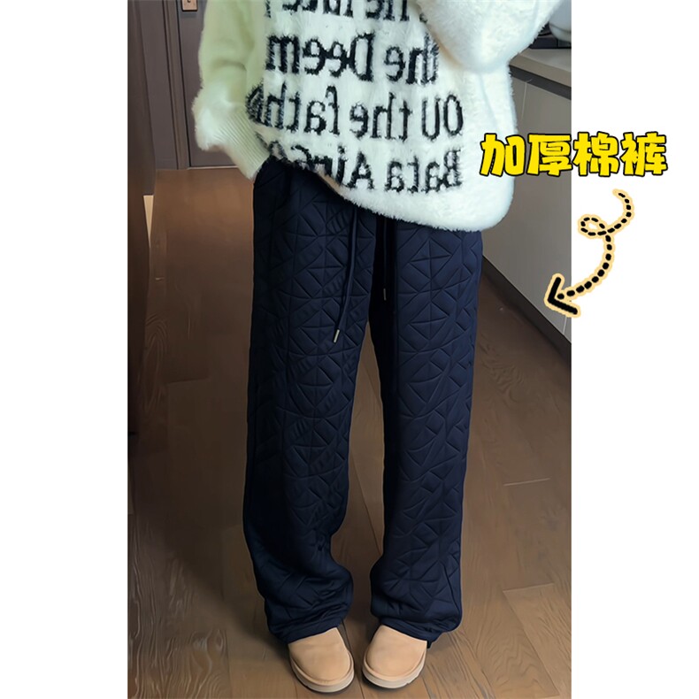 特批P35无差价抖音中性潮牌男菱格保暖加棉拖地裤K5614J加棉,男装休闲裤,电商A001