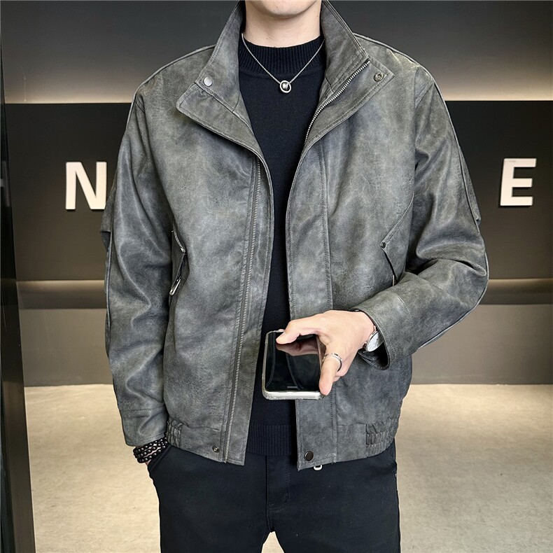 加绒加厚男士皮衣秋冬季皮夹克休闲外套品质款C317-J7722-P185,男装夹克,电商C317