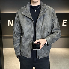 加绒加厚男士皮衣秋冬季皮夹克休闲外套品质款C317-J7722-P185，男装夹克，电商C317