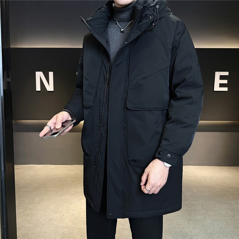 标50绒中长款男士羽绒服冬季2025新款连帽外套A313-9999-P275,男装羽绒服,电商A313