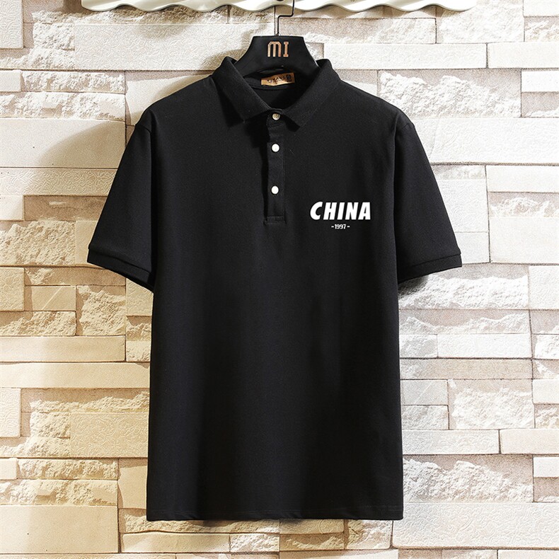 PL57248-P35 翻领短袖polo衫男大码胖子半袖t恤男有领保罗衫 砖墙图片