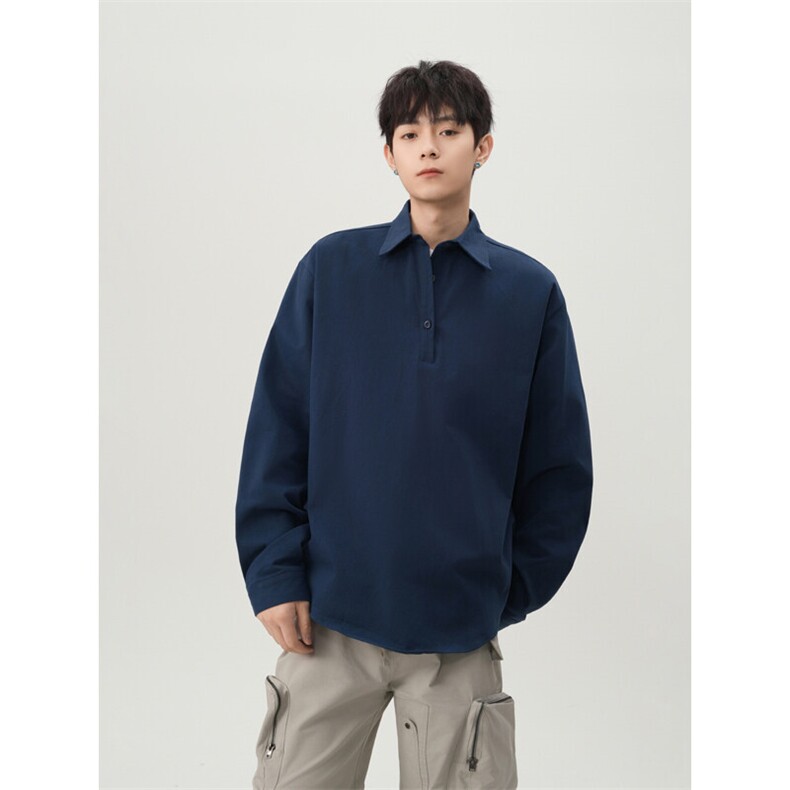 现货港风纯棉套头翻领长袖衬衫POLO衫男潮XZ608-CS2501-P40控68,男装Polo衫,星座608(原A046)