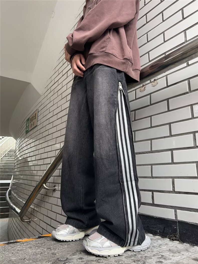秋冬三条杠休闲裤纯色抽绳束脚运动裤男N08059-P53,男装牛仔裤,星座308B-1