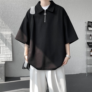 8XL-M半拉链短袖t恤特大码美式高街polo体恤衫翻领半袖DX1215/P35图片