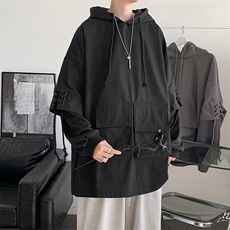 潮流百搭机能工装上衣港风宽松痞帅ins拼接男韩版外套W490-P48，男装卫衣，星座512-2