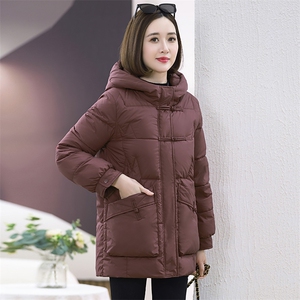 2023年秋冬新款棉服外套中长款遮肉显瘦纯色连帽棉衣外套女图片