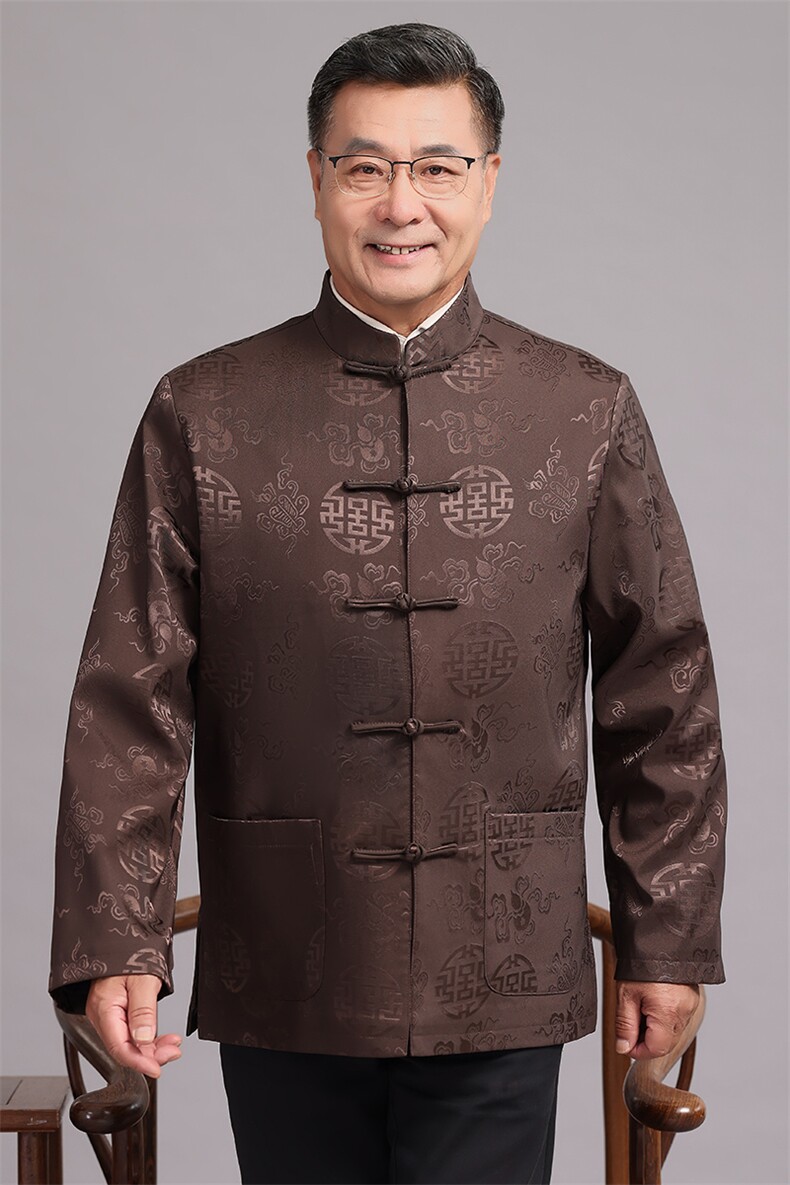 2025常货中老年风唐装外套男春秋中式复古盘扣爸爸过生日外套,男装民族服装,钱塘723