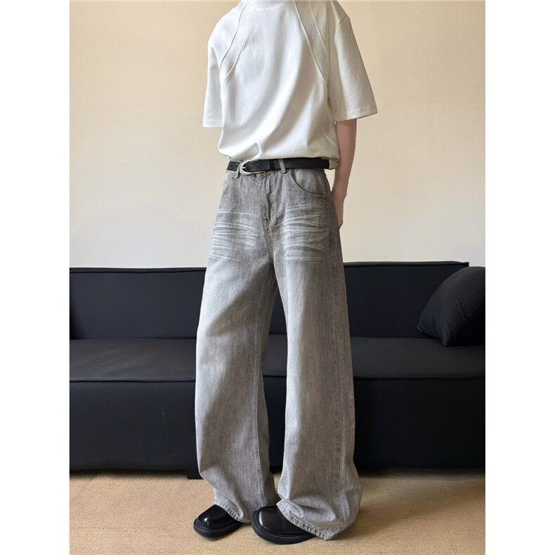 韩版休闲裤子直筒宽松西裤男夏季黑色百搭坠感小脚九分裤修身潮流，男装西裤，星座218-1（原230）