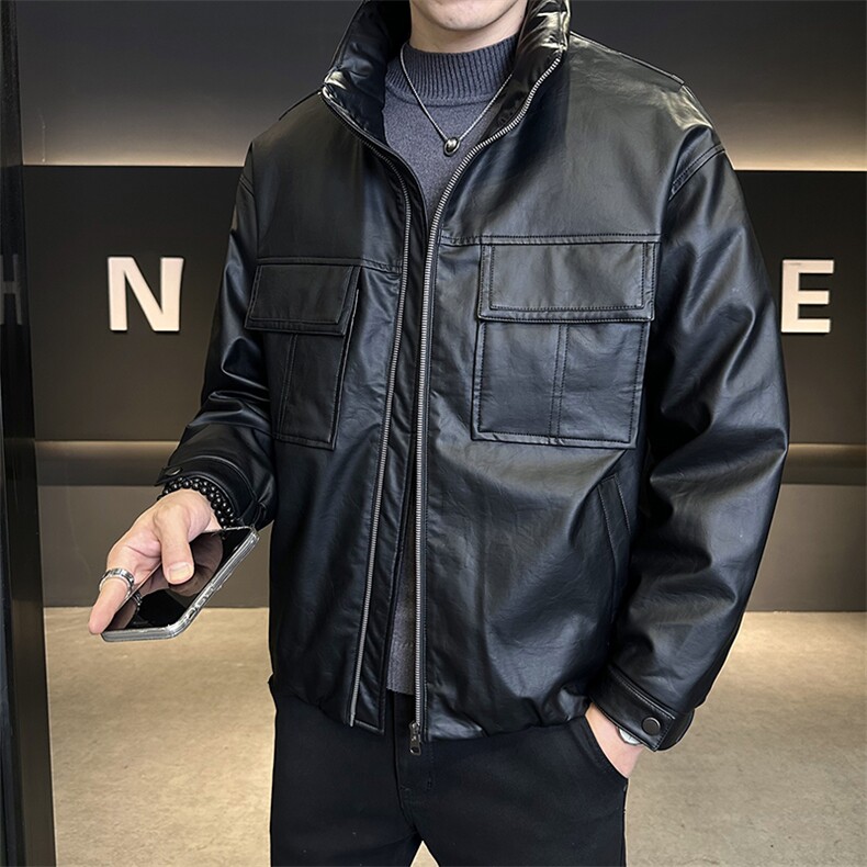 现货标50白鸭绒皮羽绒服男宽松痞帅高级感外套C317-Y9968-P215,男装羽绒服,电商C317