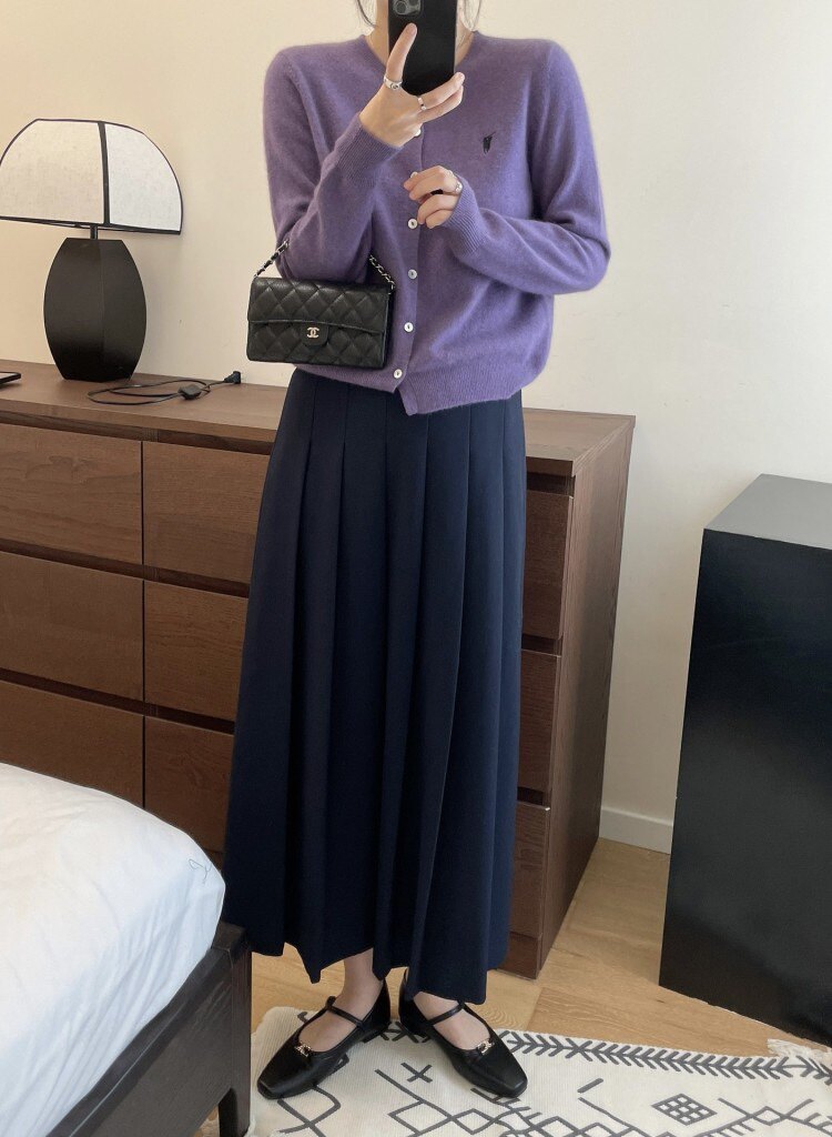 秋冬季新款女时尚百搭显瘦圆领刺绣单排扣针织开衫,女装羊毛衫,伟泽羊绒