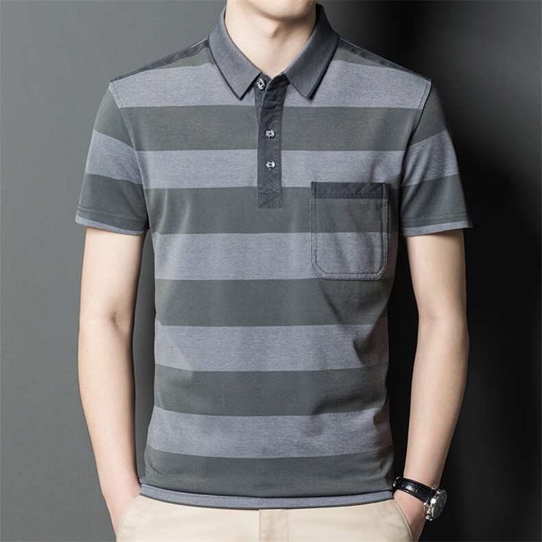 百搭时尚polo男士短袖上衣条纹夏季宽松中年潮流T恤HM8309-P63,男装Polo衫,星座1105-3