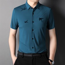 新款夏季男装上衣休闲短袖百搭宽松衬衫男士衬衣潮流上衣P55，男装衬衫，星座1105-3