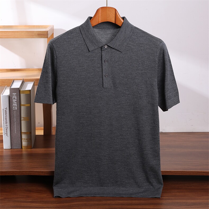 新款纯色针织短袖Polo领时尚百搭，男装羊绒套衫，清联羊绒