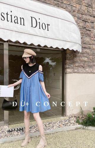 欧货超爆天丝露肩牛仔连衣裙，女装连衣裙，雪儿伊秀