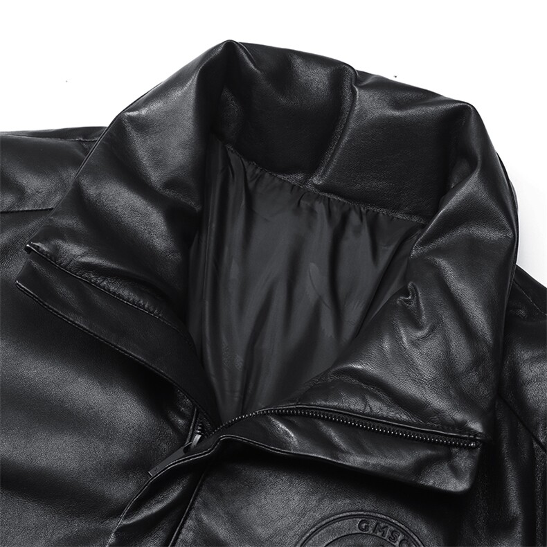 DLSN8128羽绒皮衣男头层绵羊皮白鸭绒羽绒服皮风衣P1400，男装皮衣，电商B360