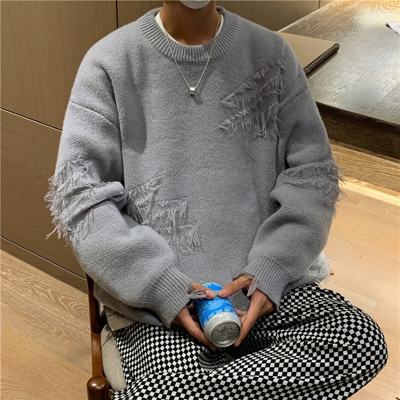 秋冬情侣款新款针织衫圆领毛衣男装港风宽松外套X5597-P85限108,男装针织衫/毛衣,电商A061-1
