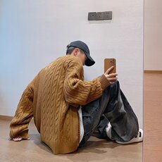 圆领毛衣男长袖秋季不规则拼接时尚休闲青年修身套头打底衫上衣潮，男装T恤，星座715-4