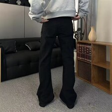 水洗弯刀直筒微喇牛仔裤美式休闲痞帅裤子阔腿裤K70556-2-P35网图，男装牛仔裤，电商B245