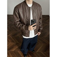 抖音得物高品质美式高街复古老钱风PU皮夹克外套男女短款机车皮衣，男装夹克，电商A486