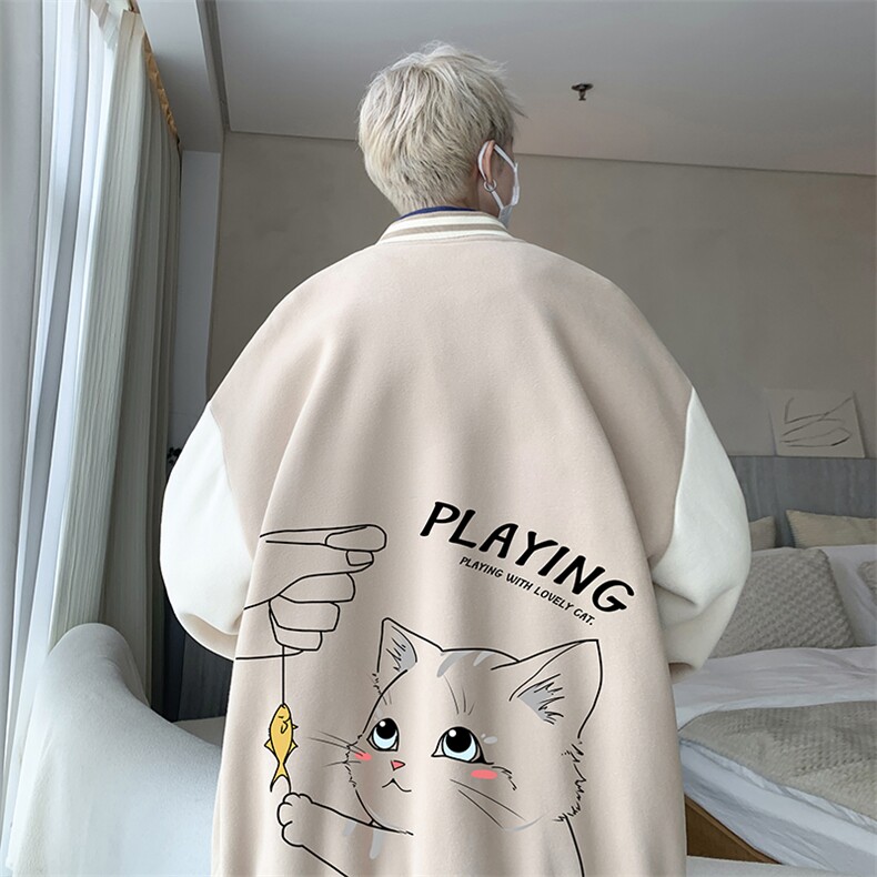 摇粒绒棒球服男大码开衫卫衣男夹克 BF86129-P65图片