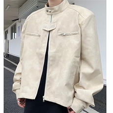 美式痞帅短款垫肩外套男飞行夹克美拉德皮衣机车服LF1001p65特，男装夹克，电商D256-2(原A064-2)