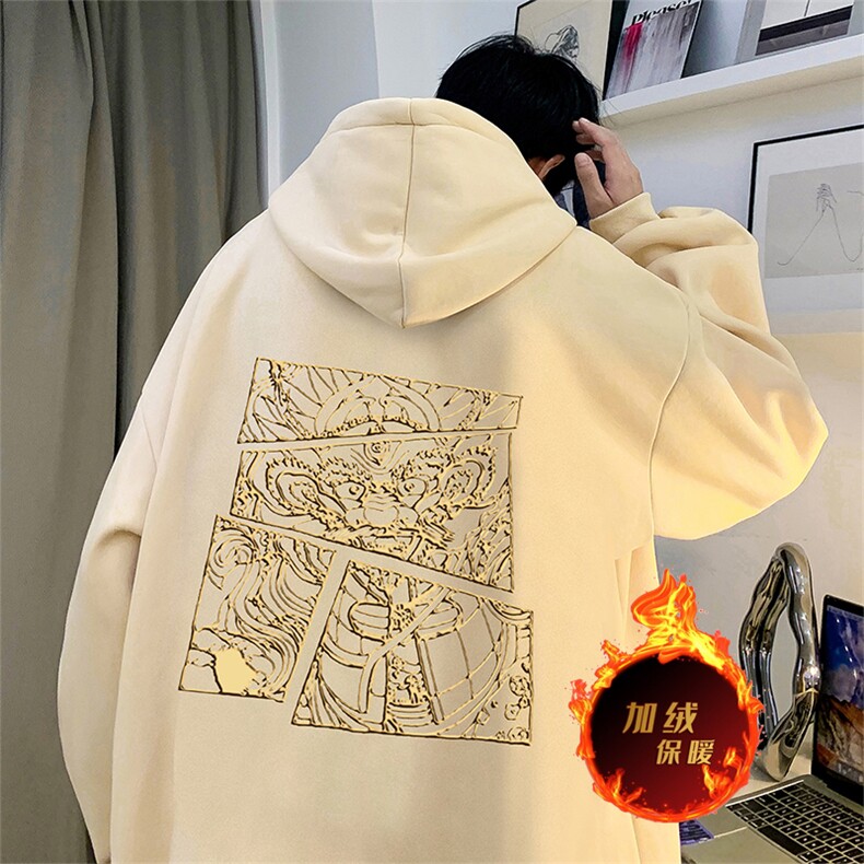 龙年卫衣 冬季美式加绒加厚连帽卫衣外套DL1751常规特P35加绒特40图片