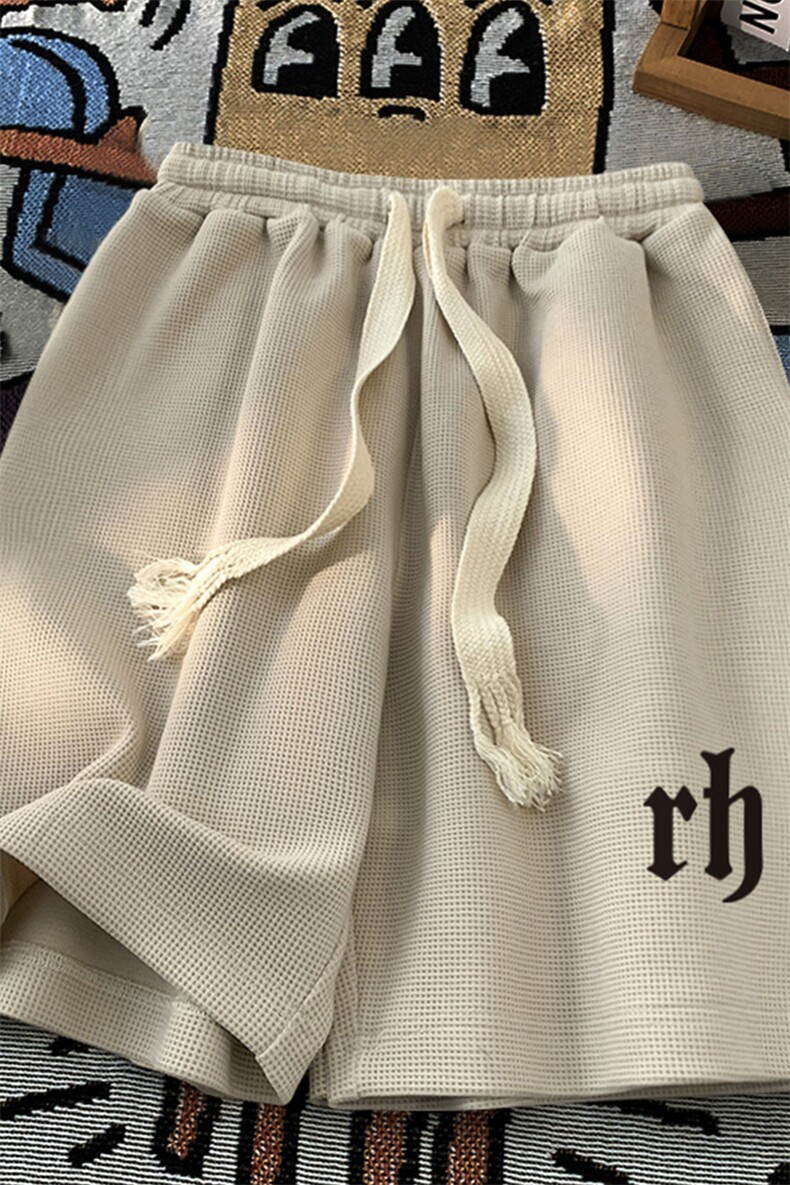 24新款夏季休闲宽松直筒rh字母印花华夫格短裤HK68-p25控38,男装牛仔裤,星座508（原C305）