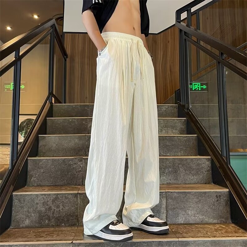夏季薄款褶皱速干冰丝裤男士裤子休闲直筒裤宽松长裤 K149图片