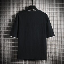 2021夏季新日系网格挂拍大码男印花亚麻短袖棉麻T恤T1003-P35，男装T恤，电商A001