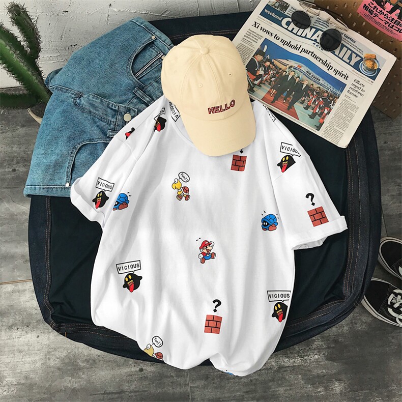 703-T211-P30夏季可爱玛丽印花全棉T恤，男装T恤，星座703