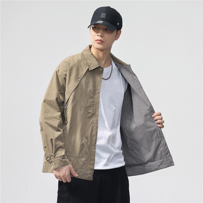 2025款时尚有型双面穿翻领休闲夹克F0951-P105控199,男装夹克,电商D215