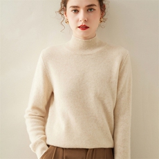 重磅！三股加厚高级感山羊绒衫女半高领针织毛衣宽松百搭羊毛打底，女装羊绒衫，暖凌绒