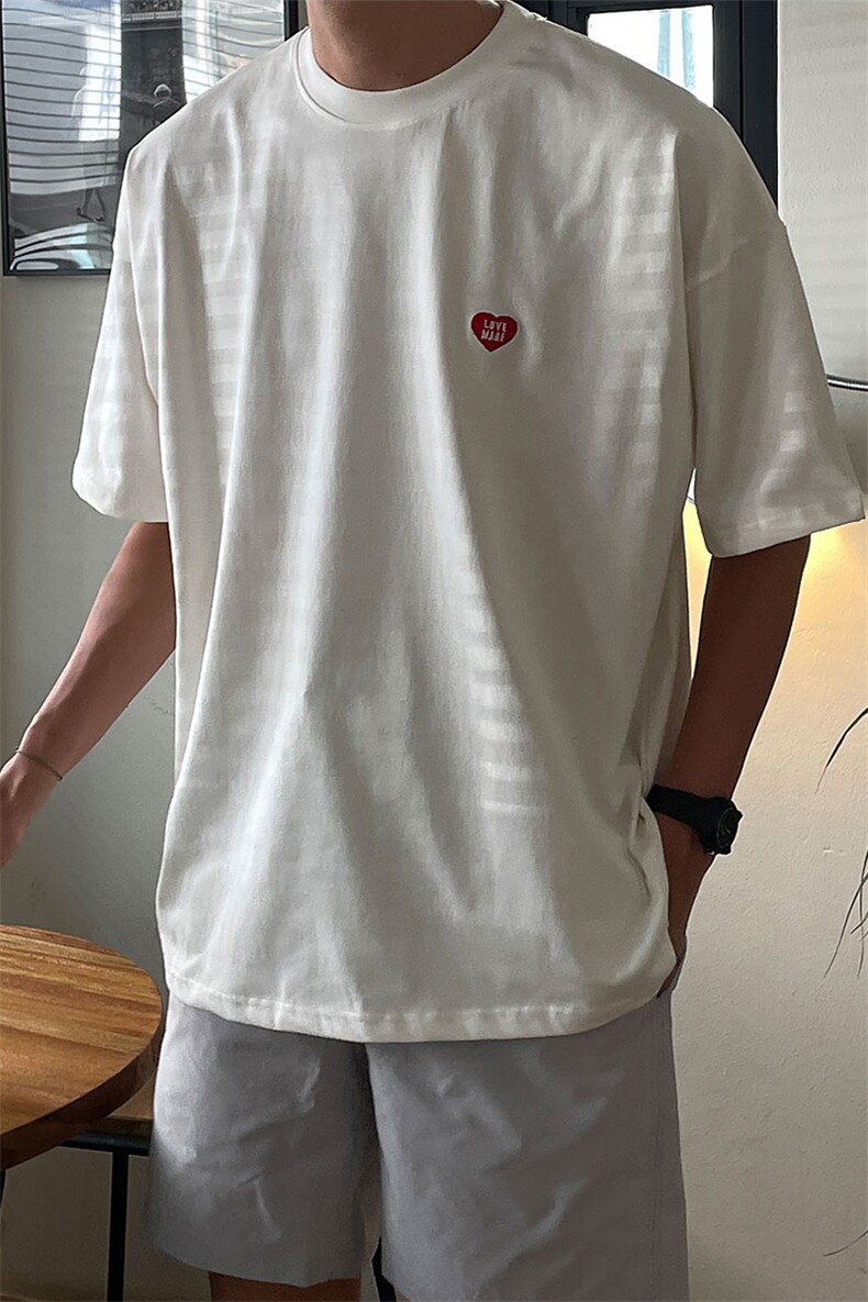 夏季小众重磅短袖T恤男韩版ins爱心字母半袖体恤衫纯色上衣潮DT03,男装T恤,星座710