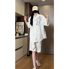 量大优供视频新风刺绣花冰丝短裤短袖套装衬衫男CP55-特p61，男装衬衫，电商B371