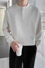 盗图纯色肌理感小立领套头韩版宽松打底内搭上衣VE08/P45控75，男装T恤，电商A243