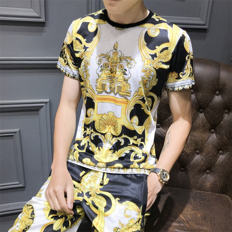 2021夏季新款冰丝短袖短裤男大码钱塘3029-9001真模,男装休闲套装,钱塘6006(原3029)