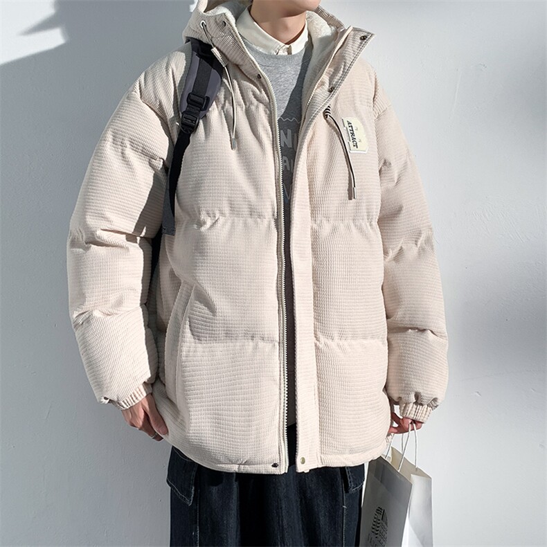 冬季青少年灯芯绒连帽棉衣潮牌羊羔毛加绒加厚棉服外套5305-P85图片