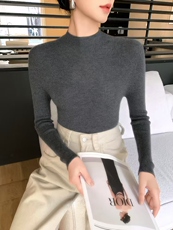 2025年秋季新款百搭半高圆领针织衫，女装针织衫/毛衣，鄂维那特