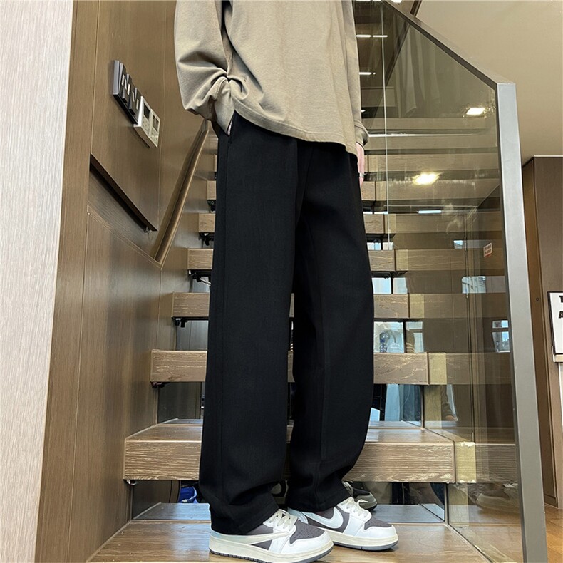 休闲西裤男毛呢松紧腰直筒长裤免烫男士西装裤子K2551TP45,男装西服套装,电商D325