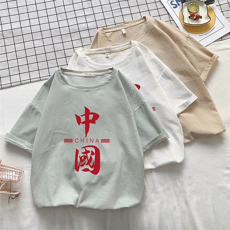 YT26198-P30亚麻短袖t恤男大码五分袖男宽松七分袖港风摆拍,男装T恤,电商A040