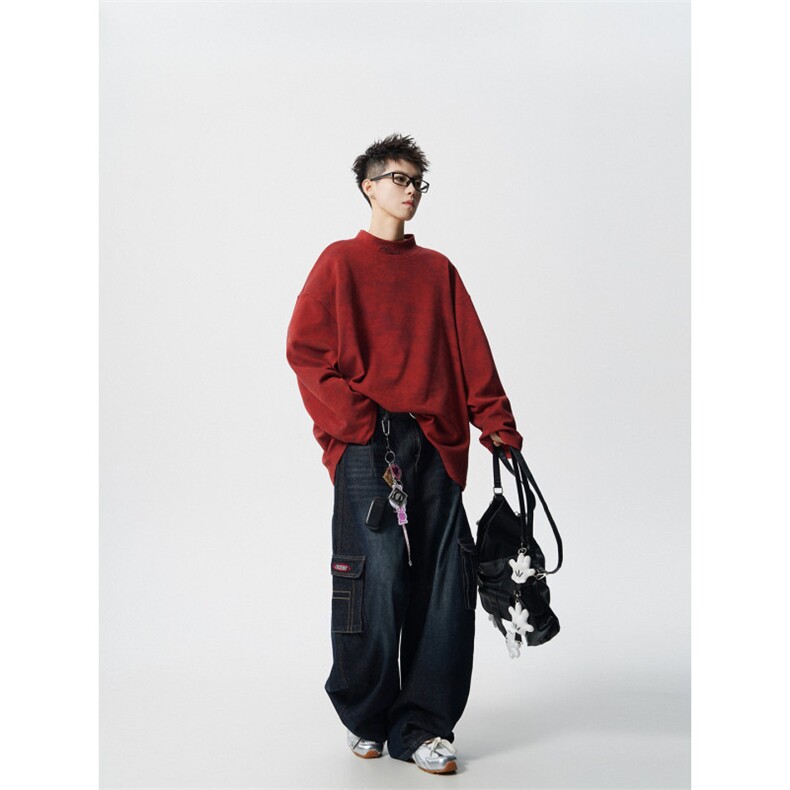 胖胖哥扎染德绒打底衫卫衣男款秋季痞帅重磅保暖宽松大码T恤上衣,男装针织衫/毛衣,电商A059