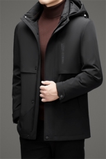 男士白鸭绒中长款可脱卸羽绒服冬季商务休闲保暖加厚中老年男外套，男装羽绒服，钱塘6003（原4033）