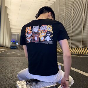 T 男士短袖t恤潮牌ins夏季修身工装原宿风半袖潮流,男装T恤,星座102A（原电商D309-1）