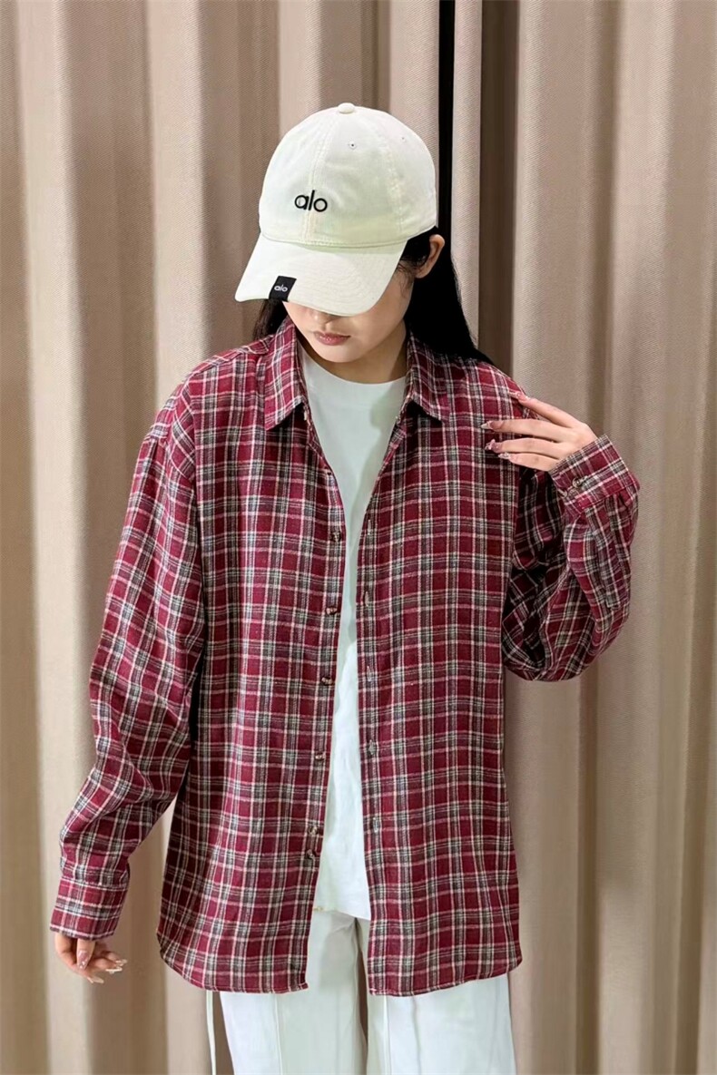 春季新款现货（跨境电商）格子男女情侣款潮流宽松格纹衬衣,男装衬衫,星座1107-1